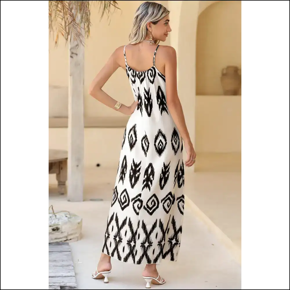 Black Geometric Dress: Vacation Mode 🖤 Needful Things - Maxi Dresses on Sale Worldwide Shipping