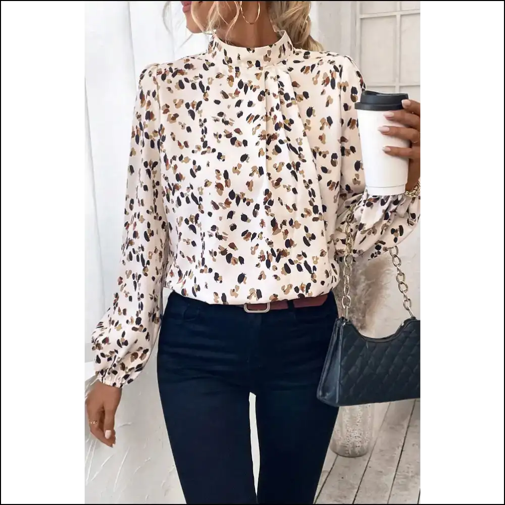 Black Leopard Print Blouse Roar Wear - White / s - Blouses on Sale Worldwide Shipping