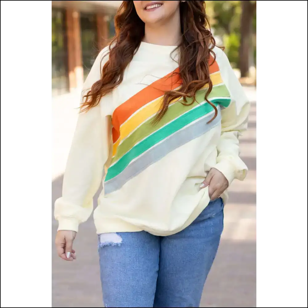 Black Rainbow Colorblock: so Comfy Itβs Practically Illegal! π - White / 1x - Plus Size Tops on Sale Worldwide Shipping