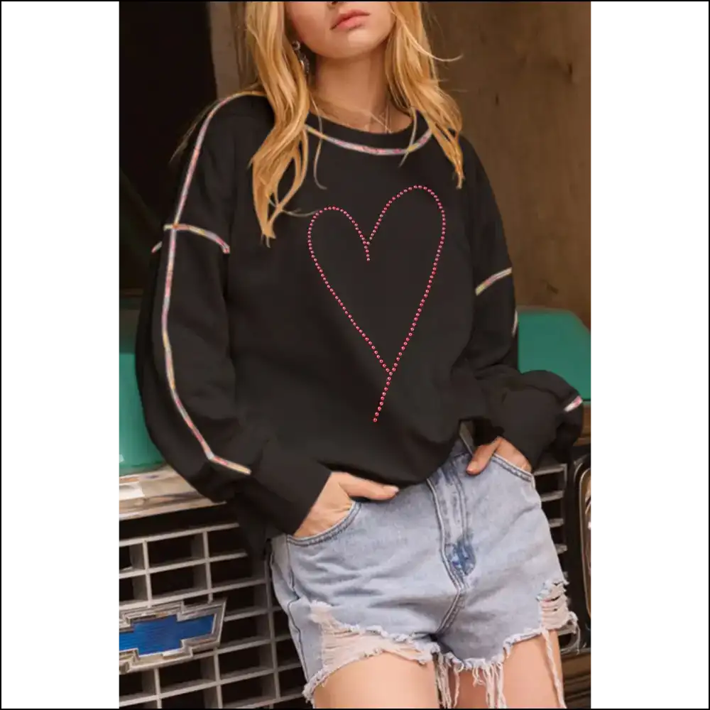 Black Rhinestone Heart: so Fabulous it Hurts 🖤 - s - Graphic Sweatshirts & Hoodies on Sale Worldwide Shipping