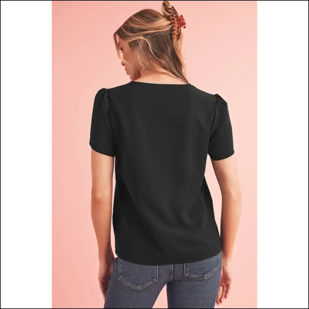 Black Scallop Trim Blouse: so Hot It’s Practically Illegal 🖤 - Blouses on Sale Worldwide Shipping