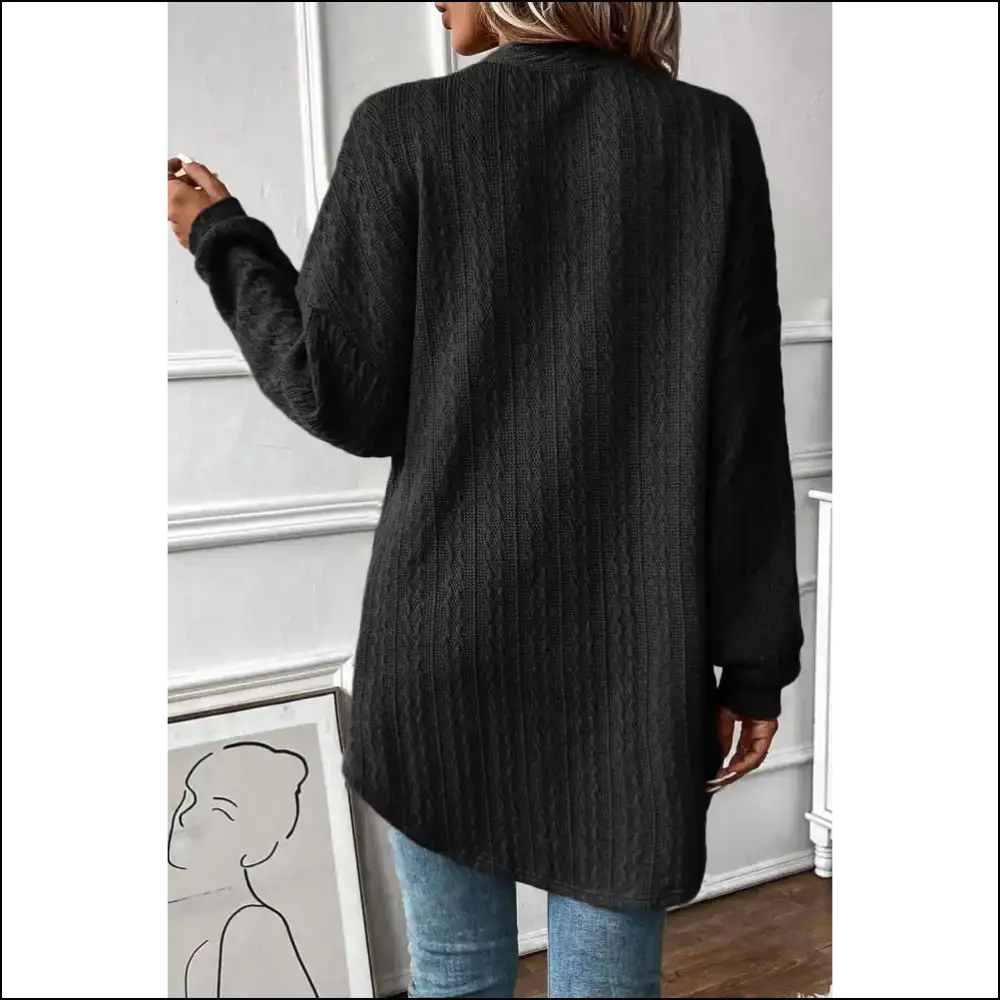 Black Textured Knit Cardigan: Because Adulting is Cold 🖤 Needful Things - Cardigans on Sale Worldwide Shipping