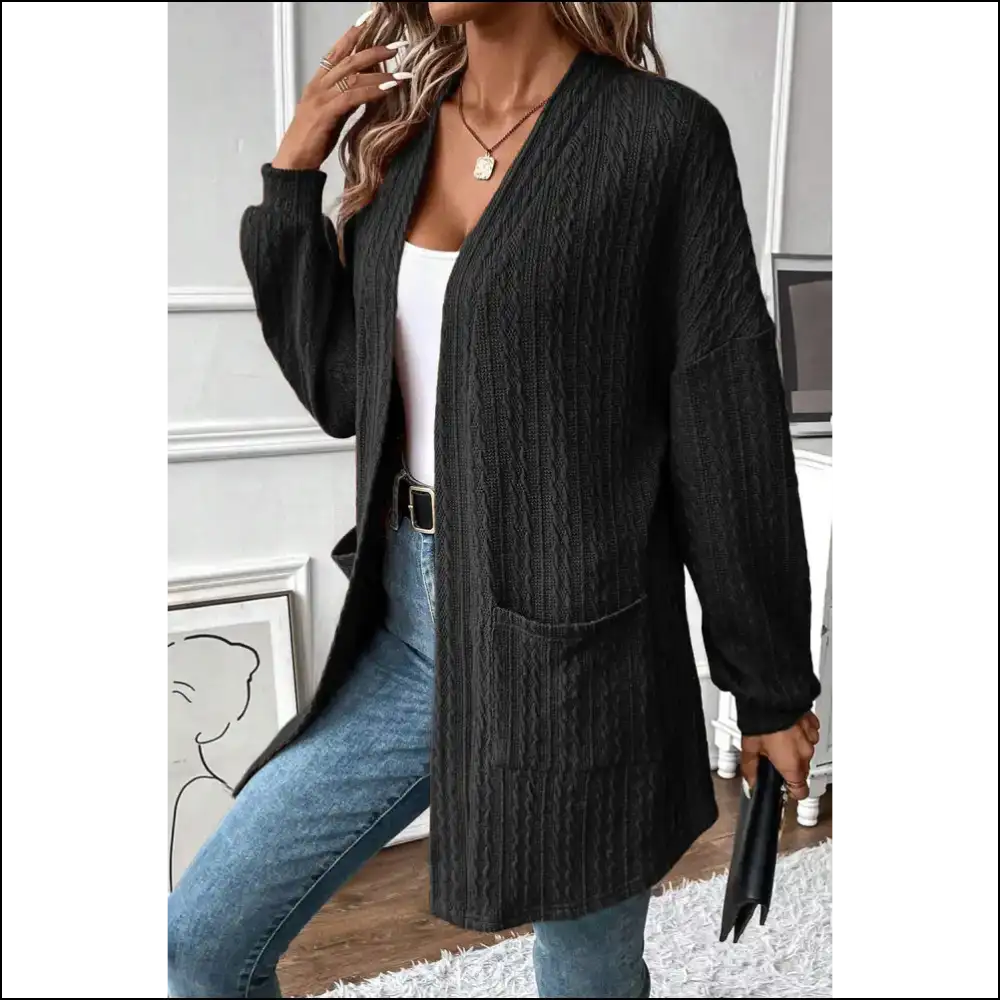 Black Textured Knit Cardigan: Because Adulting is Cold 🖤 Needful Things - Cardigans on Sale Worldwide Shipping