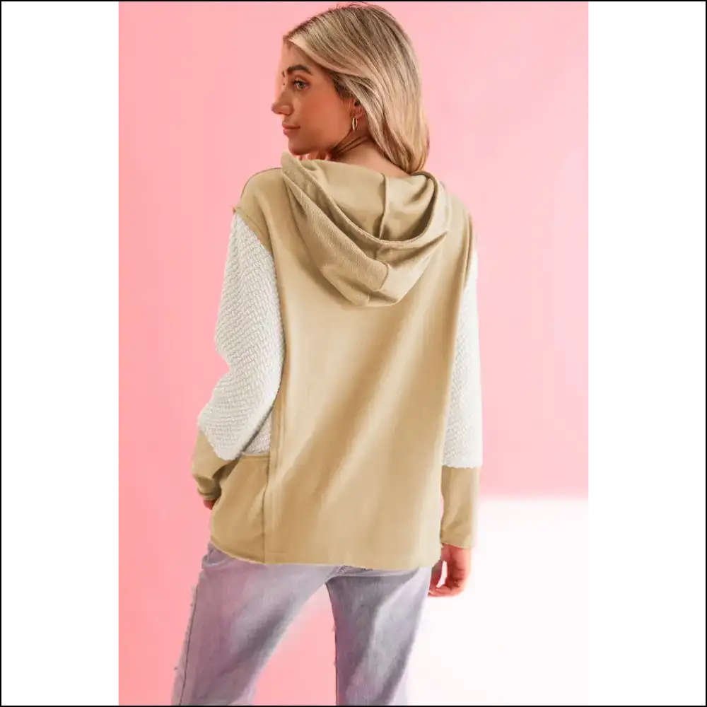 Black Textured Splicing Sleeve Hoodie: your New Bestie! Needful Things - Sweatshirts & Hoodies on Sale Worldwide Shipping