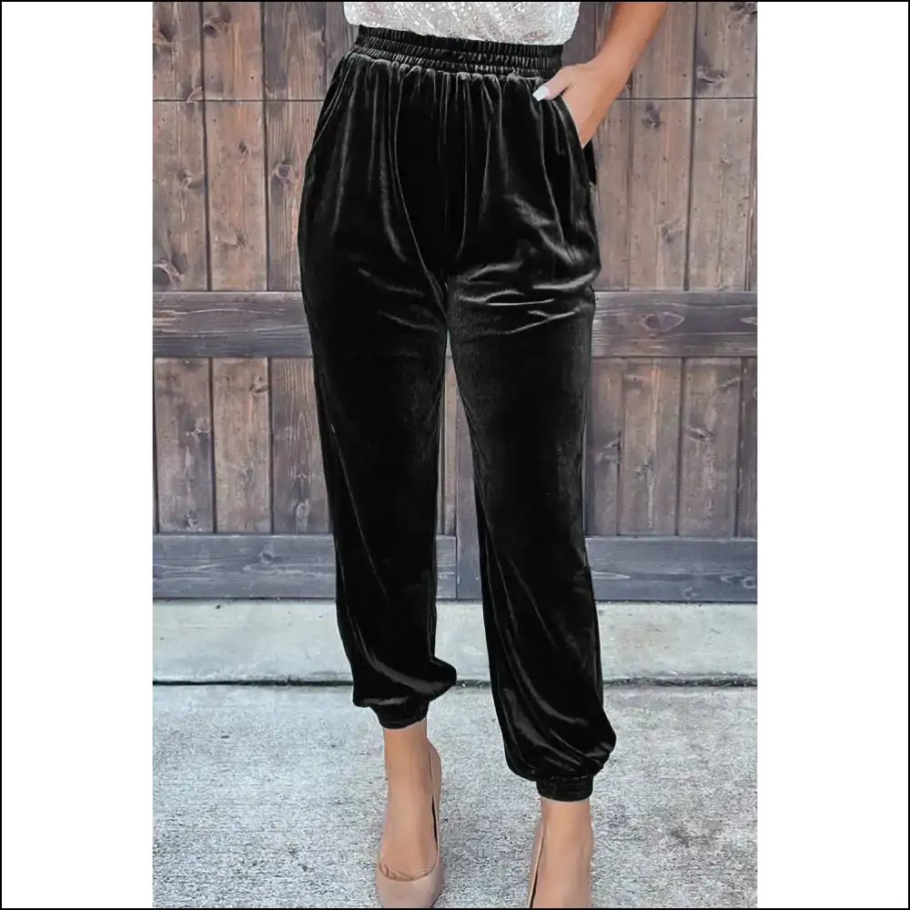 Black Vintage Velvet Joggers: so Chic You’ll Slay 🖤 Needful Things - s - Pants on Sale Worldwide Shipping