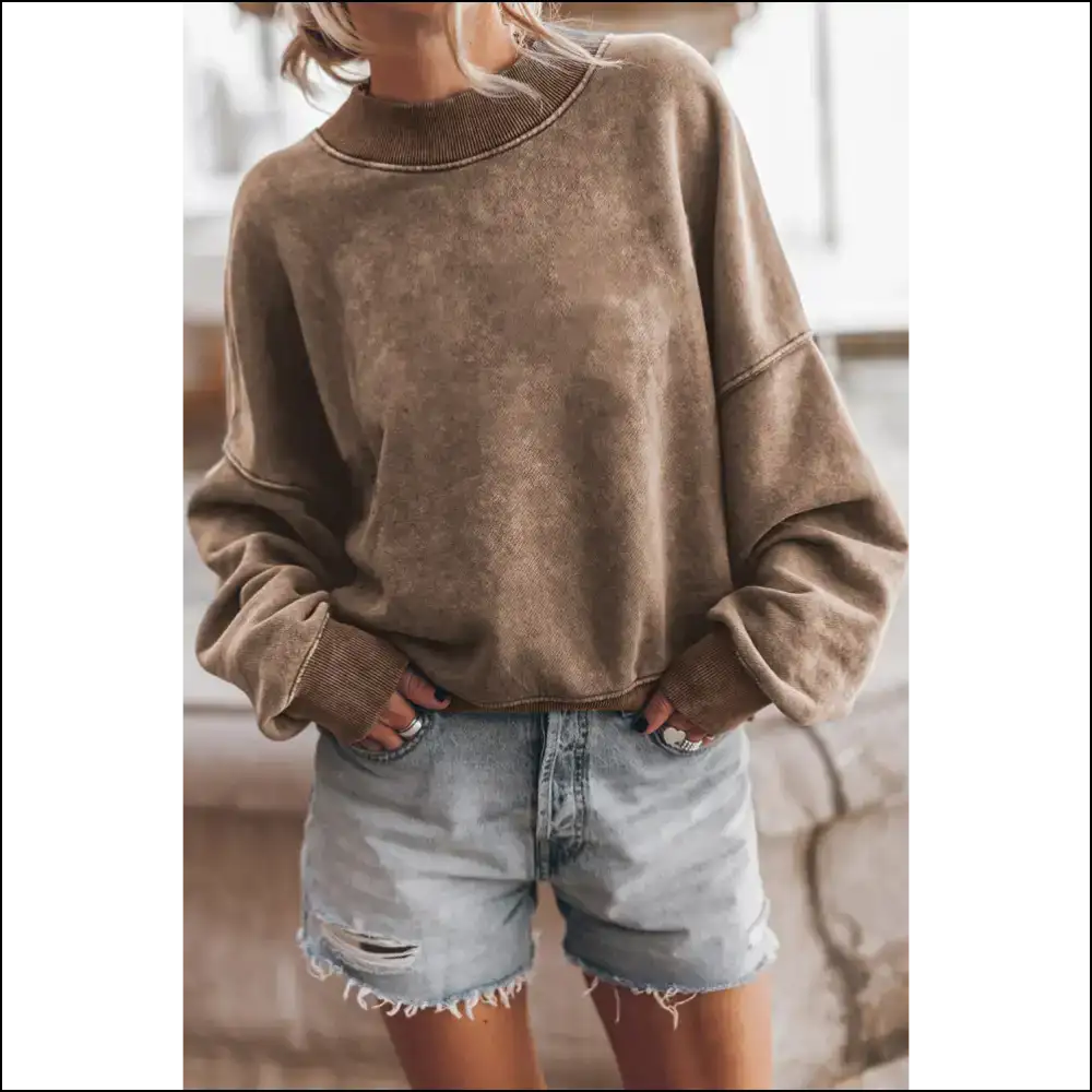 Blue Drop Shoulder Chic: so Comfy Youll Never Leave. π - Brown / s - Sweatshirts & Hoodies on Sale Worldwide Shipping