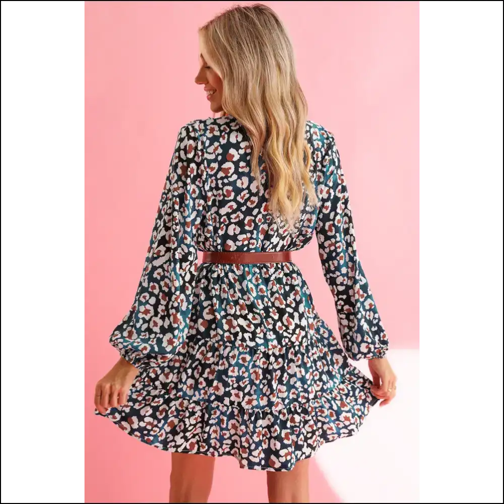 Blue Leopard Print Dress: Roar-some & Ready for Trouble from Needful Things π - Short Dresses on Sale Worldwide Shipping