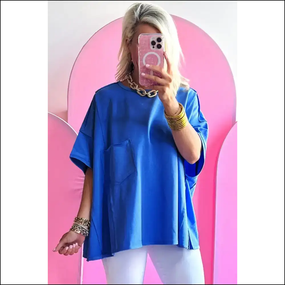 Blue Patched Pocket Tee: so Comfy Youll Need Another () 💙 Needful Things - Oversized t Shirt Shirts on Sale Worldwide Shipping