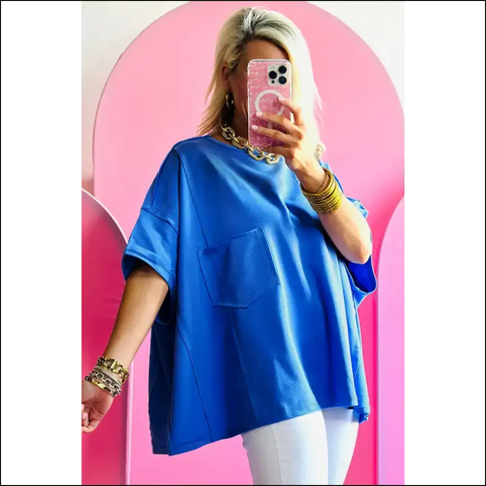 Blue Patched Pocket Tee: so Comfy Youll Need Another () 💙 Needful Things - Oversized t Shirt Shirts on Sale Worldwide Shipping