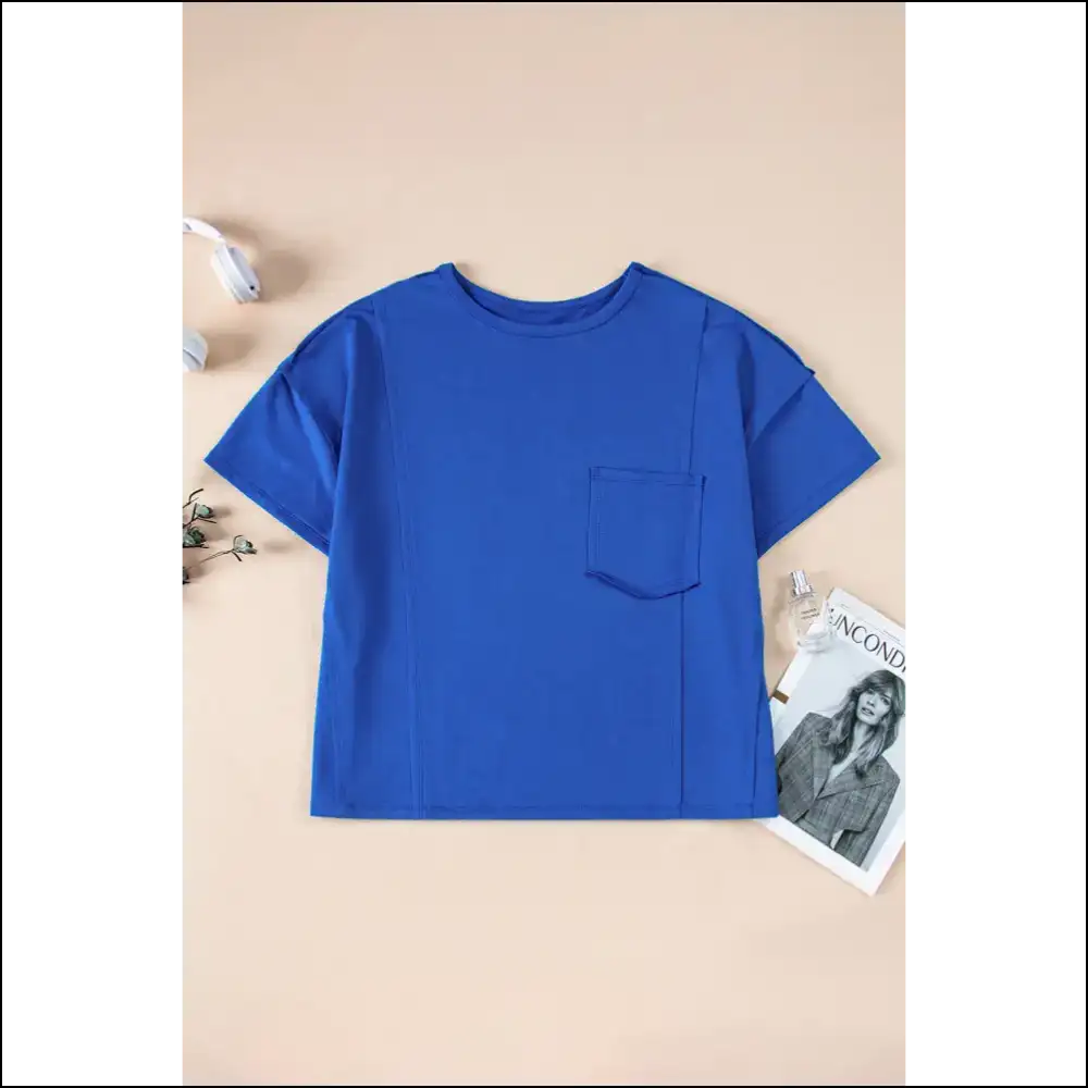 Blue Patched Pocket Tee: so Comfy Youll Need Another () 💙 Needful Things - Bright Pink / s - Oversized t Shirt Shirts on Sale Worldwide