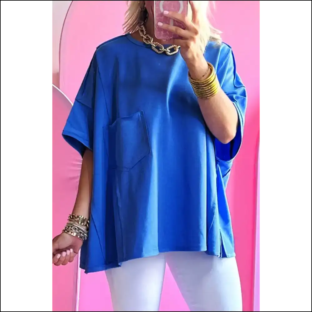 Blue Patched Pocket Tee: so Comfy Youll Need Another () 💙 Needful Things - s - Oversized t Shirt Shirts on Sale Worldwide Shipping