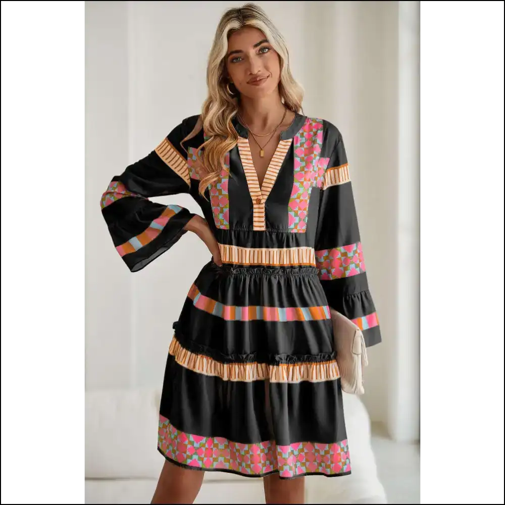 Boho Black Geometric Dress: an Experience! Needful Things π€π - s - Short Dresses on Sale Worldwide Shipping
