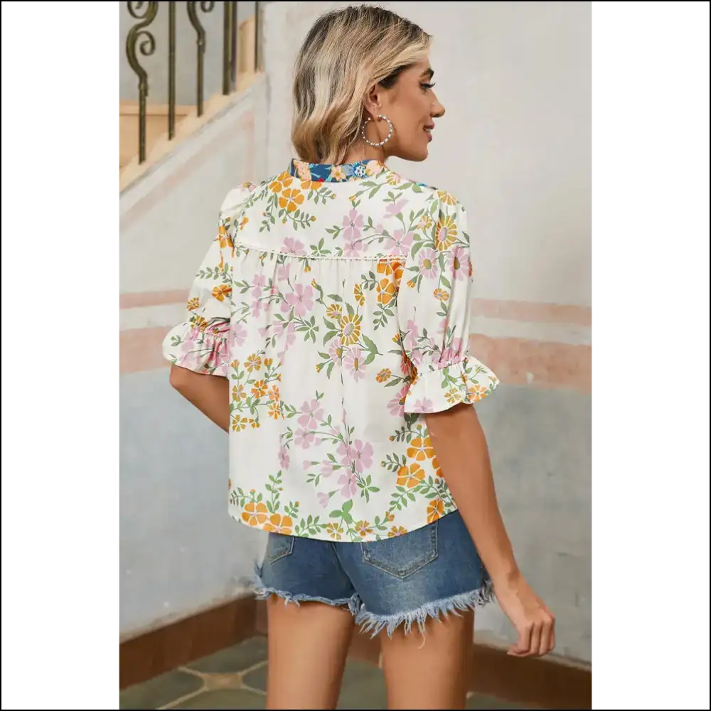 Boho Floral Half Sleeve: Finally a Blouse that Matches my Chaotic Soul! 🌼 Needful Things - Blouses on Sale Worldwide Shipping