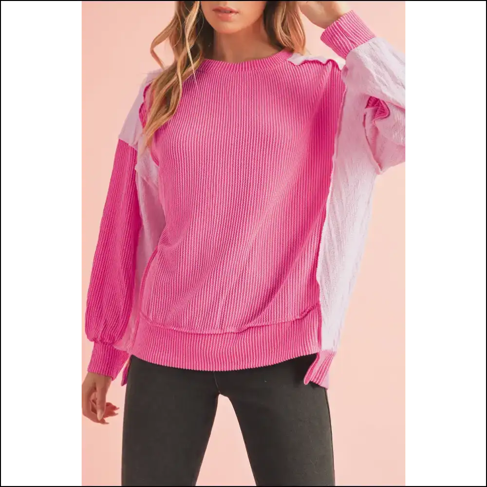 Bonbon Rib Colorblock Patchwork Sweatshirt: so Comfy Itβs Basically Legal! π Needful Things - s - Sweatshirts & Hoodies on Sale Worldwide