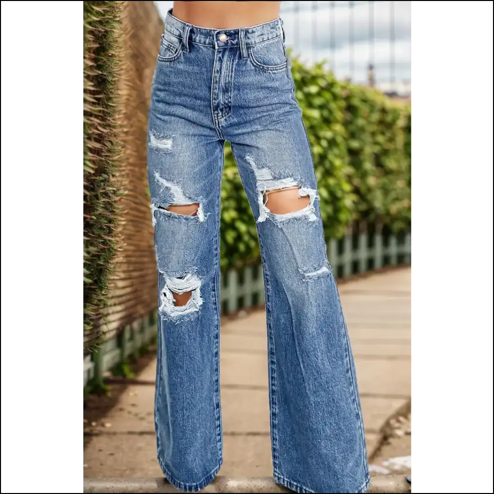 Bootcut Dreams: Dancing on Clouds in Distressed High Waist Jeans! ππ - Jeans on Sale Worldwide Shipping