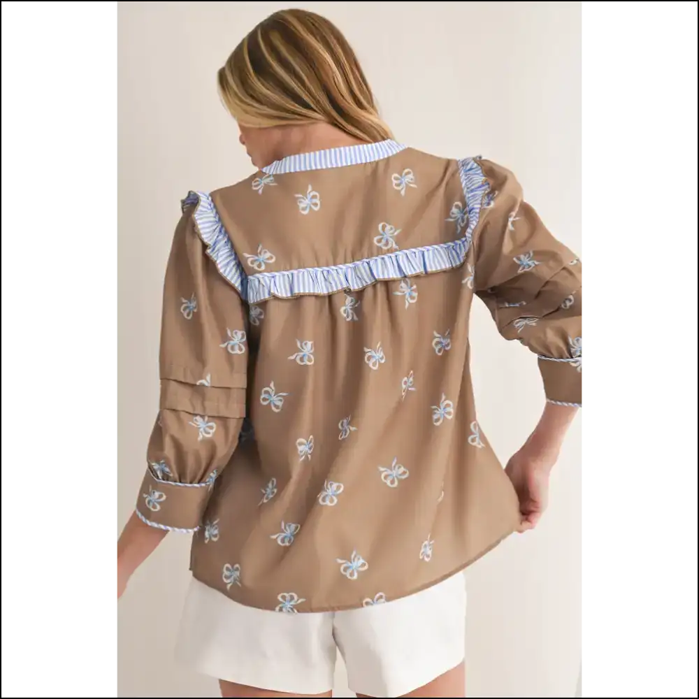 Bow Down Bitches: Brown Print Blouse of Awesomeness from Needful Things ๐ - Blouses on Sale Worldwide Shipping