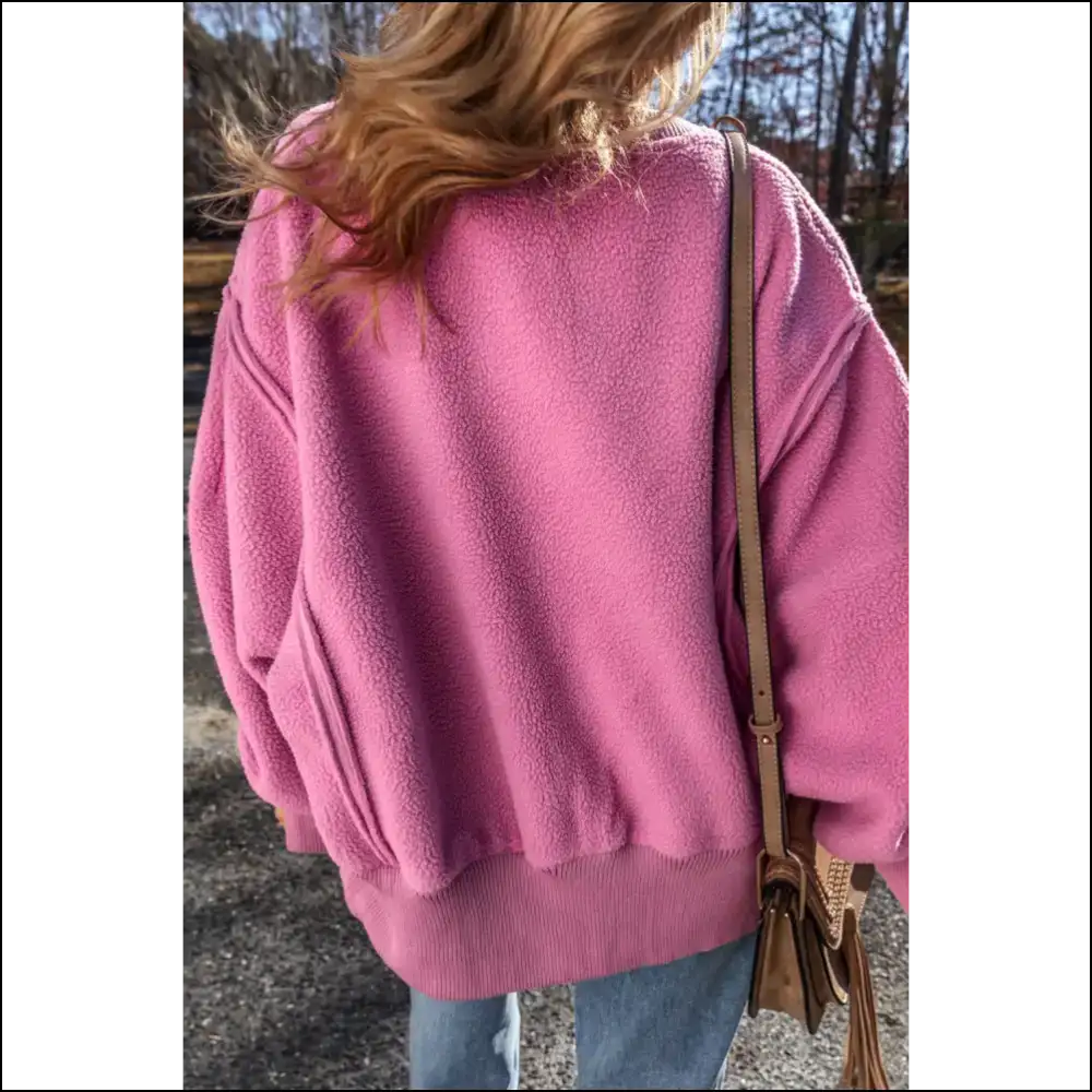 Bright Pink Sherpa Oversized Sweatshirt: Cozy Needful Things ๐ - Sweatshirts & Hoodies on Sale Worldwide Shipping