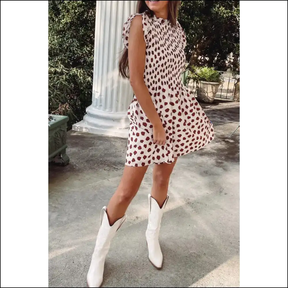 Brown Abstract Print Dress: Twirl Into Trouble Darling! π Needful Things - Short Dresses on Sale Worldwide Shipping