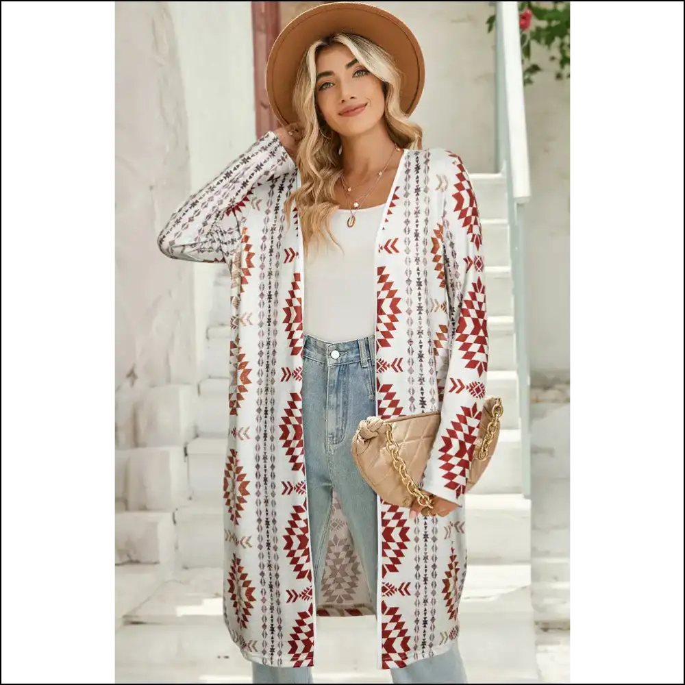 Brown Geometric Cardigan: so Chic It’s Almost Illegal 😜 - Cardigans on Sale Worldwide Shipping