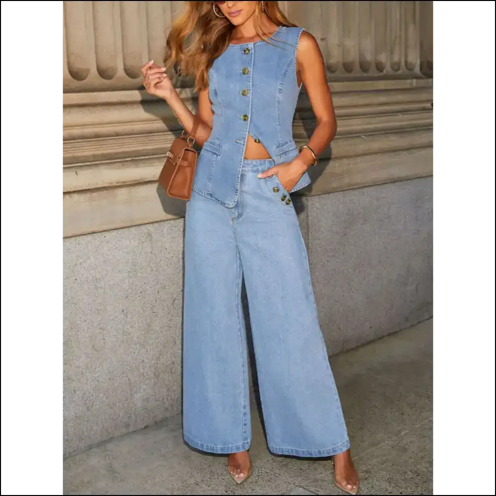 Button Decor High Rise Wide Leg Jeans: Unbutton your Fabulous Side! π - Jeans on Sale Worldwide Shipping