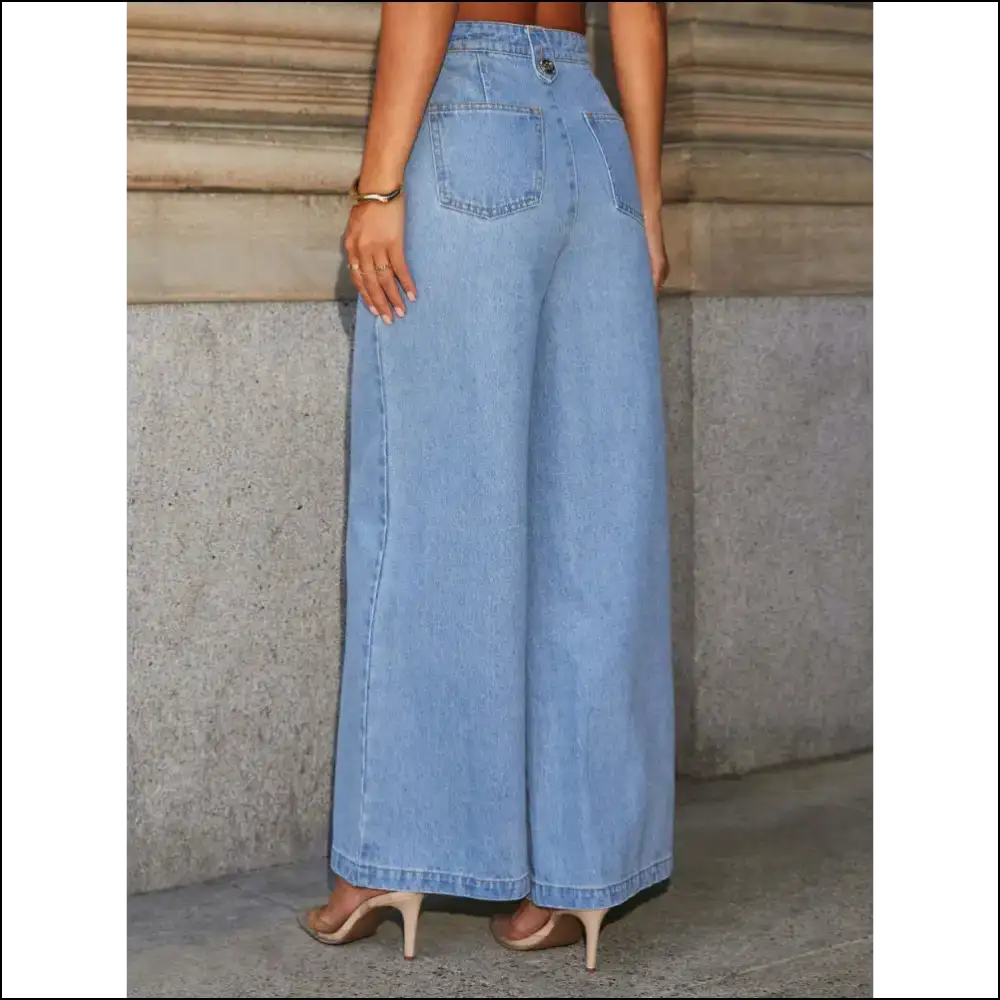 Button Decor High Rise Wide Leg Jeans: Unbutton your Fabulous Side! π - Jeans on Sale Worldwide Shipping