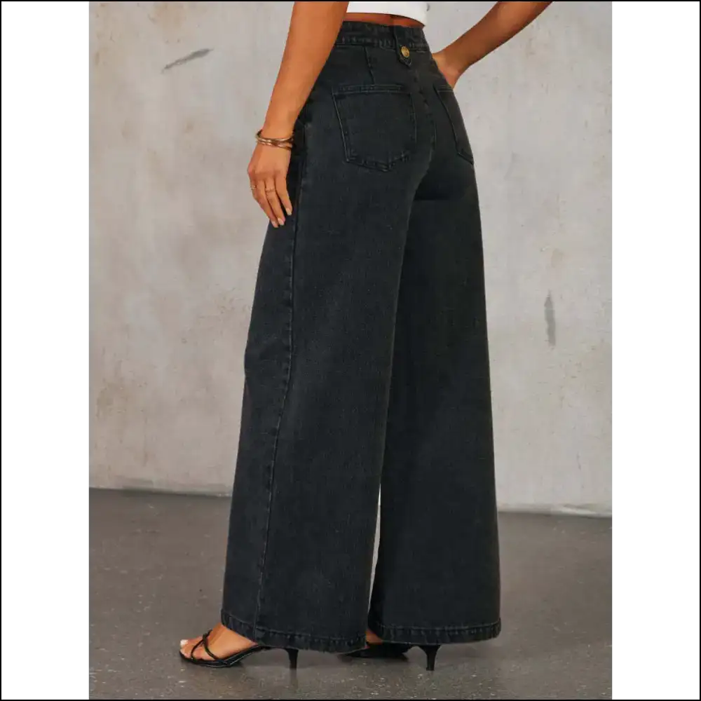 Button Decor High Rise Wide Leg Jeans: Unbutton your Fabulous Side! π - Jeans on Sale Worldwide Shipping