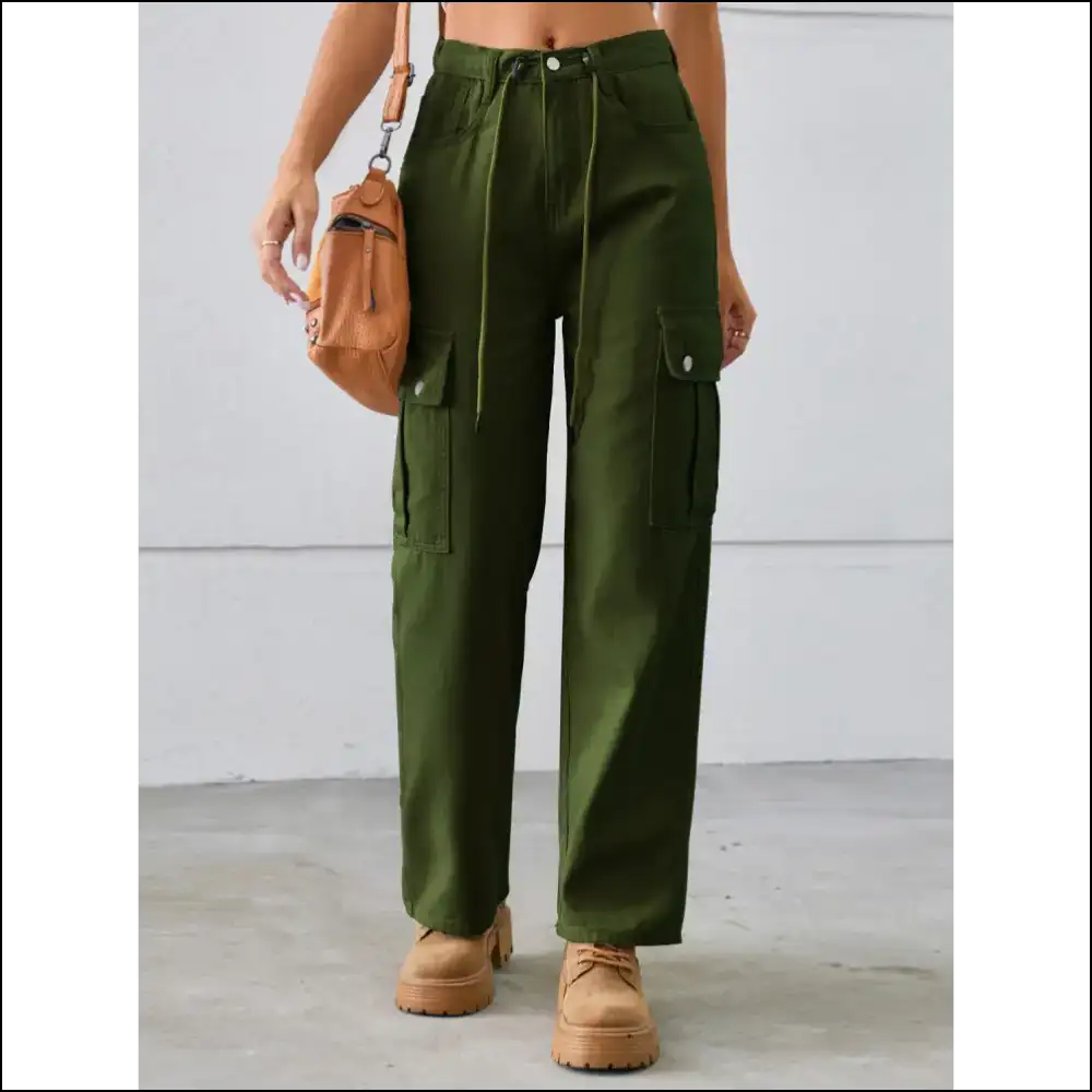 Cargo Jeans that Make your Waist Feel Like a Vip Access Pass πβ¨ - Green / s - on Sale Worldwide Shipping