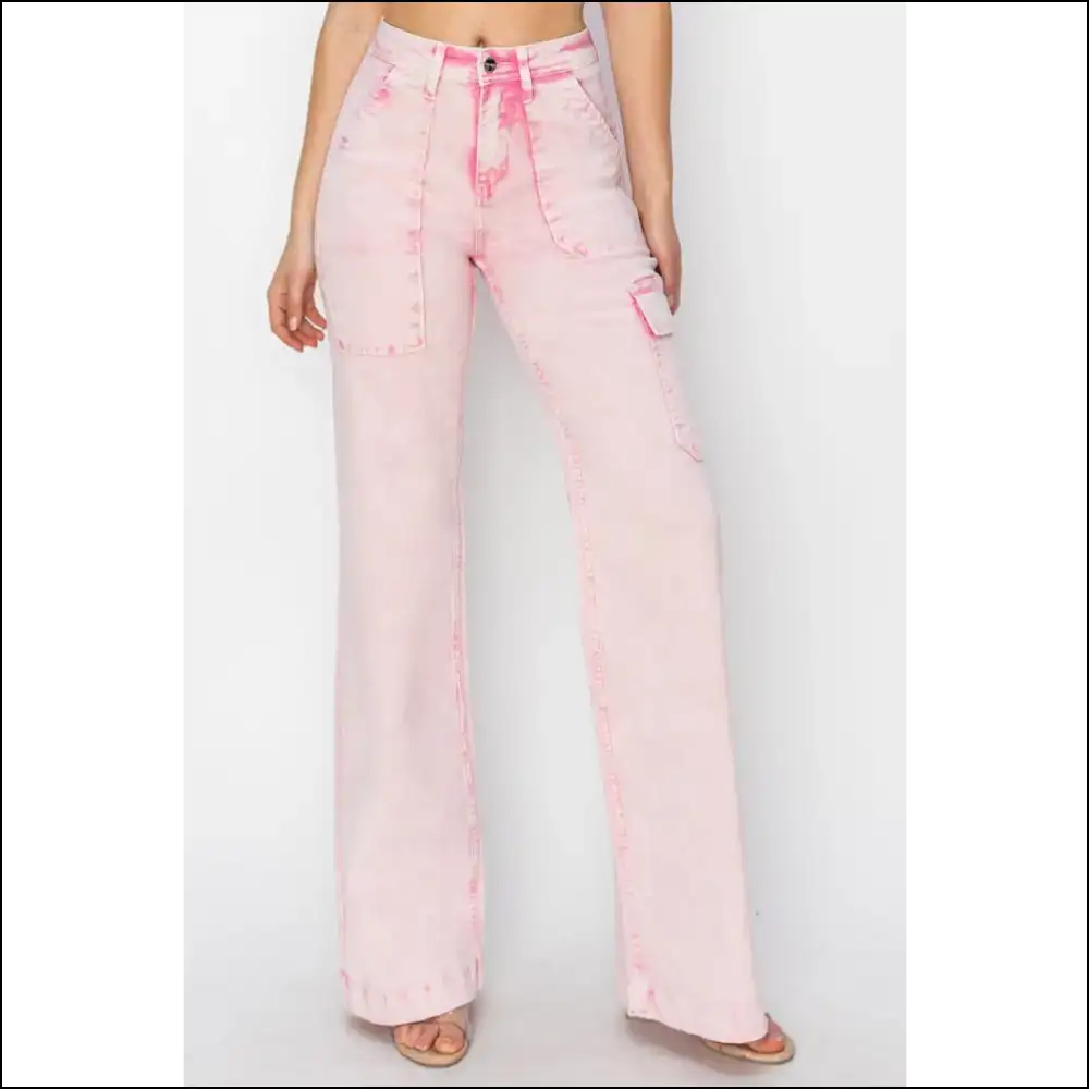 Cargo Pocket Jeans: where High Rise Meets Royal Confidence! 👑 - Pink / 1(25) - Jeans on Sale Worldwide Shipping