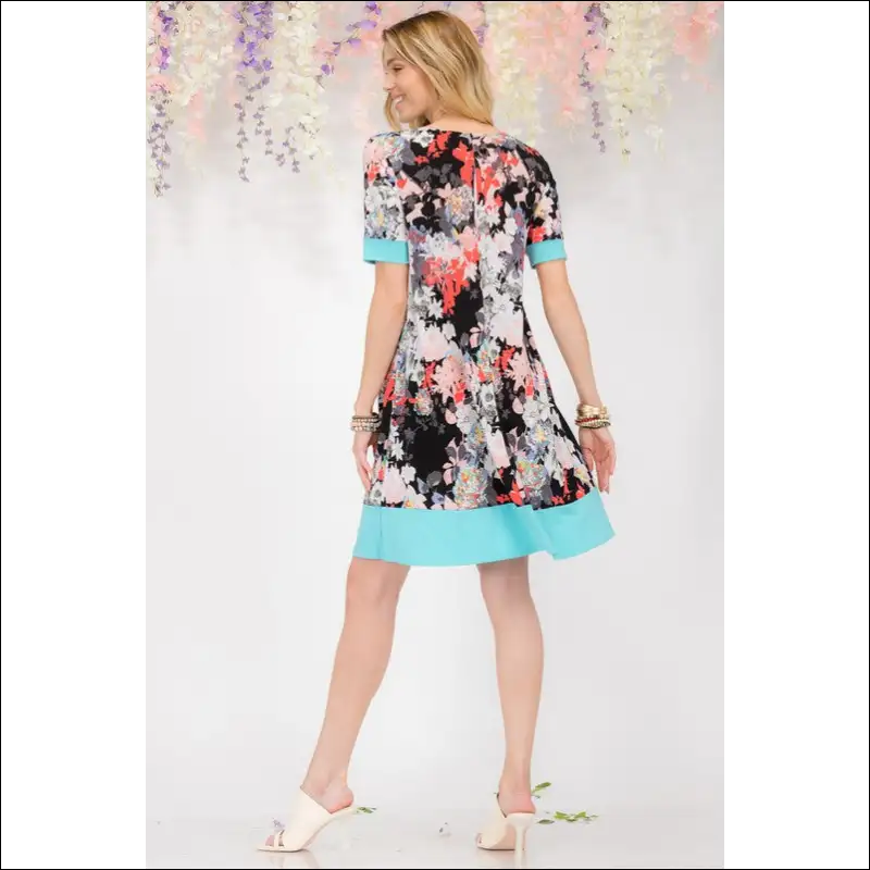 Celeste Floral Surplice Short Sleeve Plus Size Dress - Dresses on Sale Worldwide Shipping