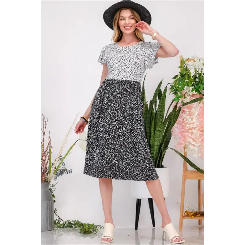 Celeste Plus Size Two Tone Animal Print Midi Dress - Dresses on Sale Worldwide Shipping
