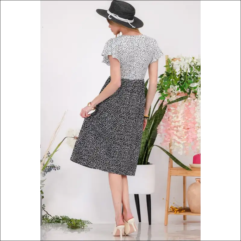 Celeste Plus Size Two Tone Animal Print Midi Dress - Dresses on Sale Worldwide Shipping