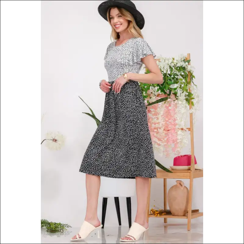Celeste Plus Size Two Tone Animal Print Midi Dress - Dresses on Sale Worldwide Shipping