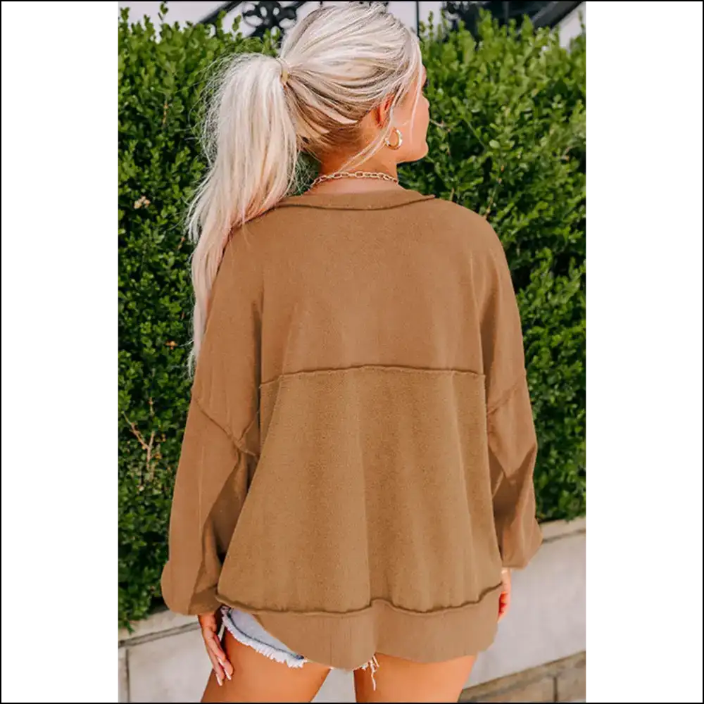 Chestnut Slouchy Henley: so Cozy Youll Ghost your Ex π» Needful Things - Sweatshirts & Hoodies on Sale Worldwide Shipping