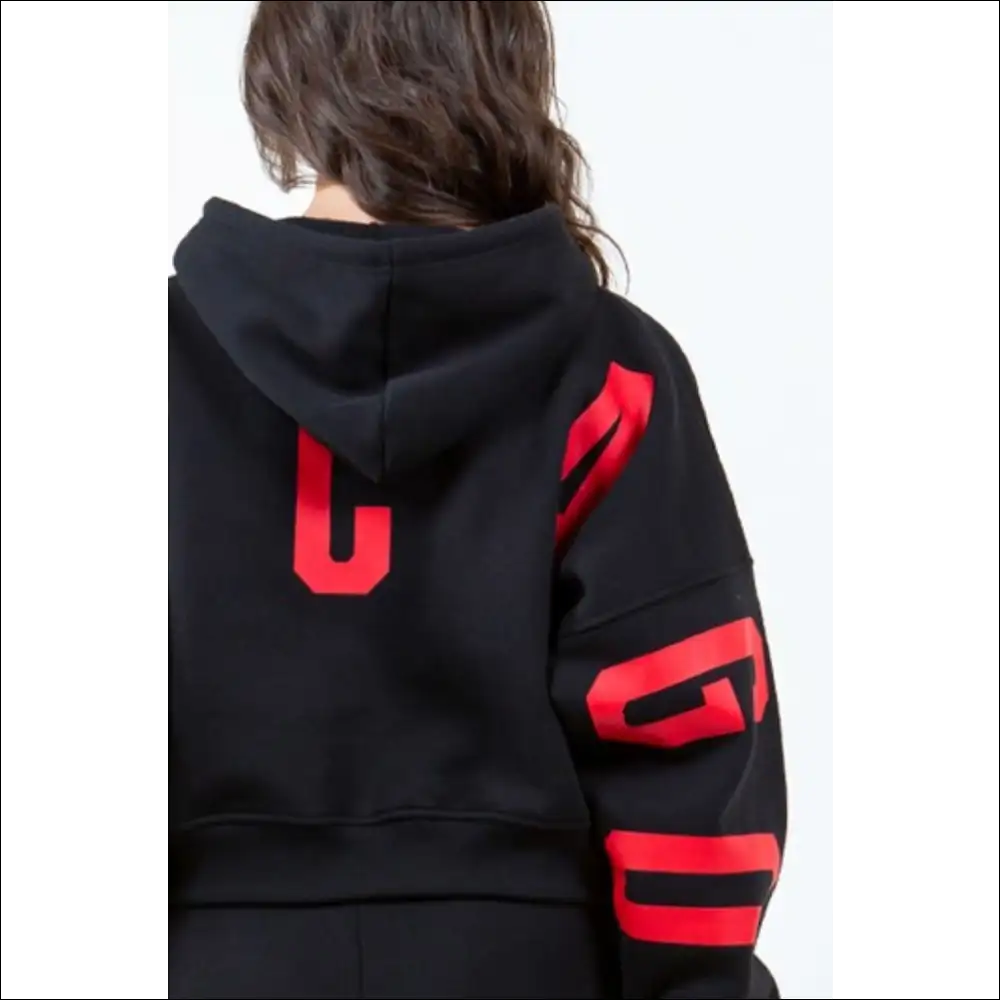 Chic American Bazi Letter Graphic Cropped Hoodie - Hoodies Sweatshirts & on Sale Worldwide Shipping