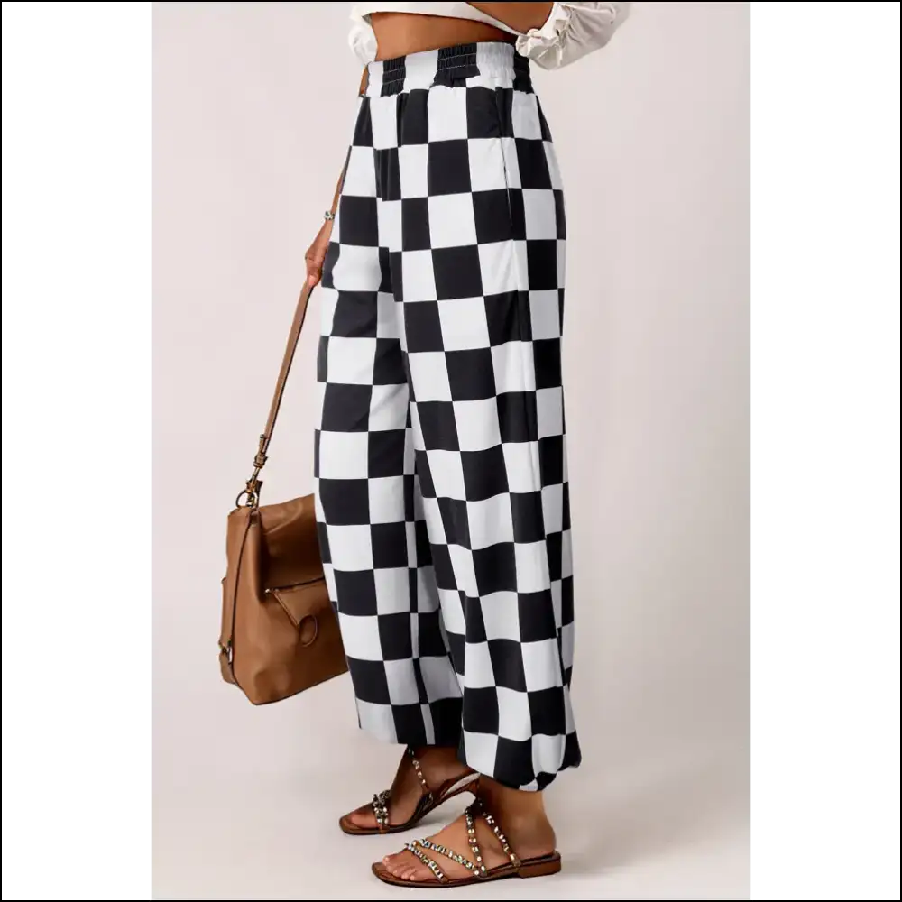 Chic Black Checkerboard Joggers: Pants so Good It’s Scary 🖤 - on Sale Worldwide Shipping
