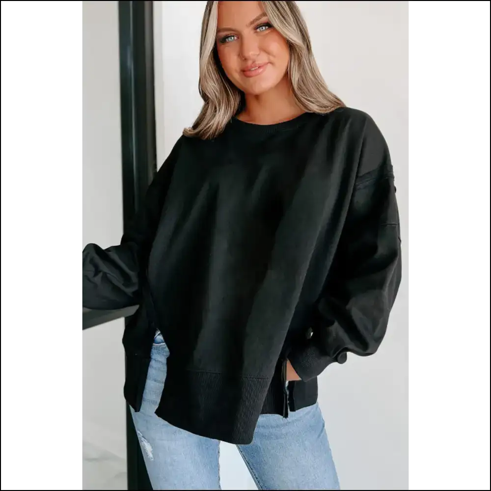 Chic Black Exposed Seam: so Comfy It’s Practically Illegal 🖤 Needful Things - Sweatshirts & Hoodies on Sale Worldwide Shipping