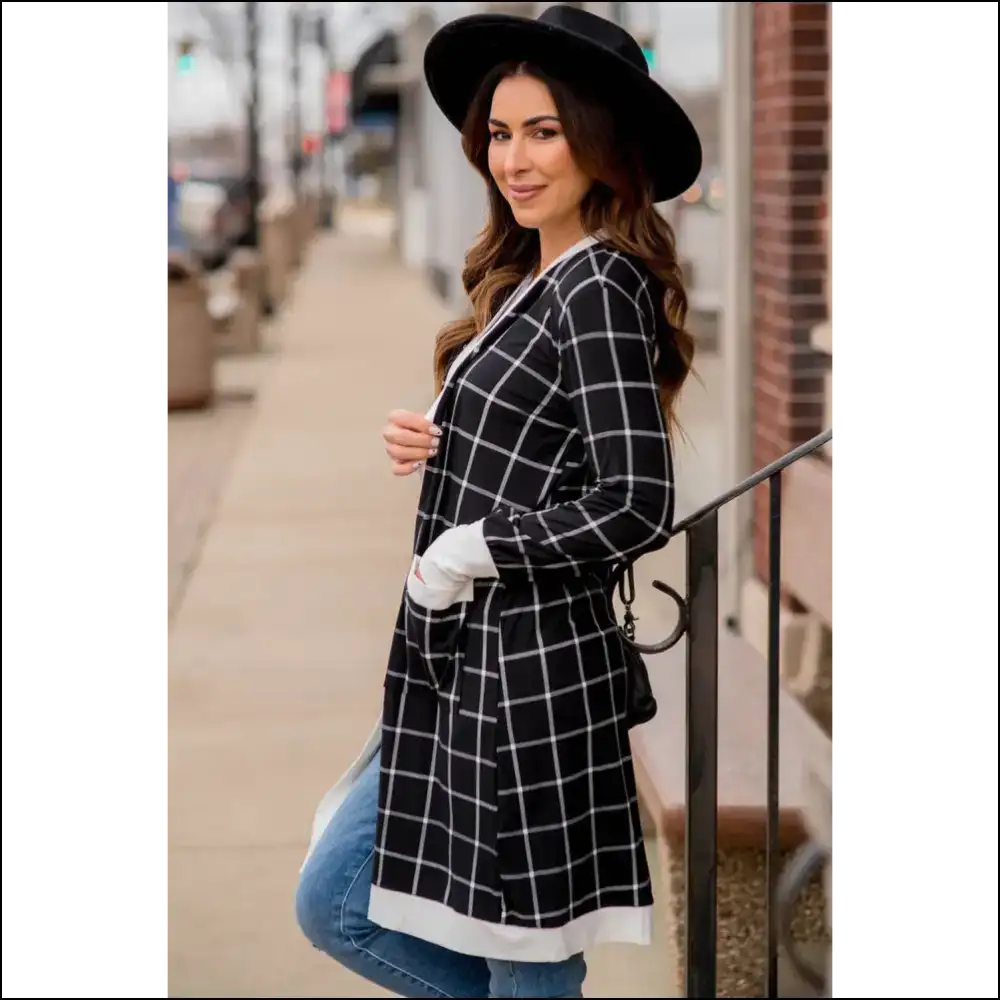 Chic Black Plaid: Because Adulting is Hard Enough 🖤 Needful Things - Cardigans on Sale Worldwide Shipping