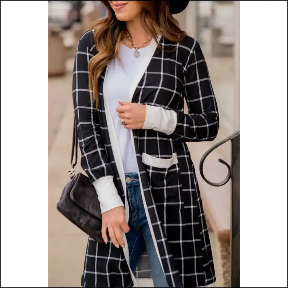 Chic Black Plaid: Because Adulting is Hard Enough 🖤 Needful Things - s - Cardigans on Sale Worldwide Shipping