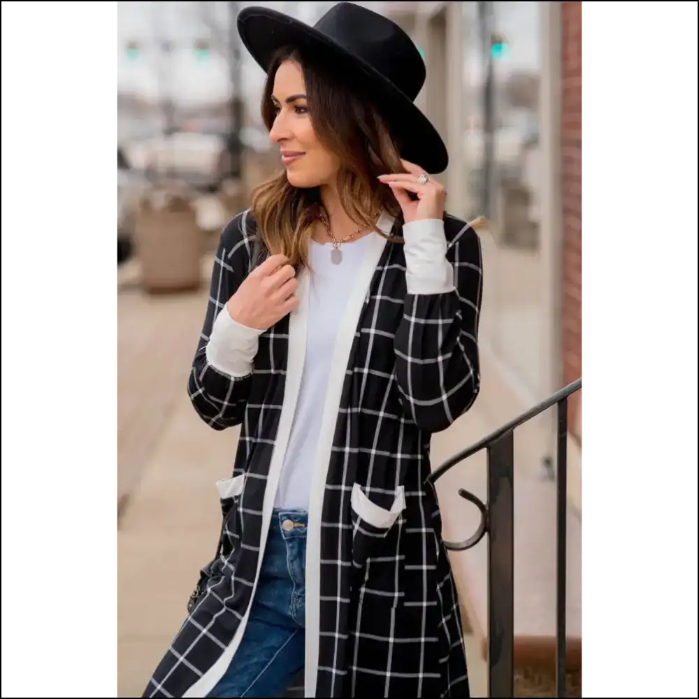 Chic Black Plaid: Because Adulting is Hard Enough 🖤 Needful Things - Cardigans on Sale Worldwide Shipping