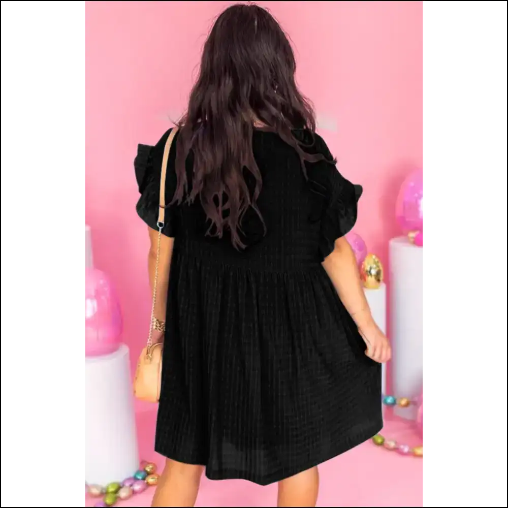 Chic Black Ruffle Sleeve: Dress so Good It’s Practically Needful Things 🖤 - Plus Size Dresses on Sale Worldwide Shipping
