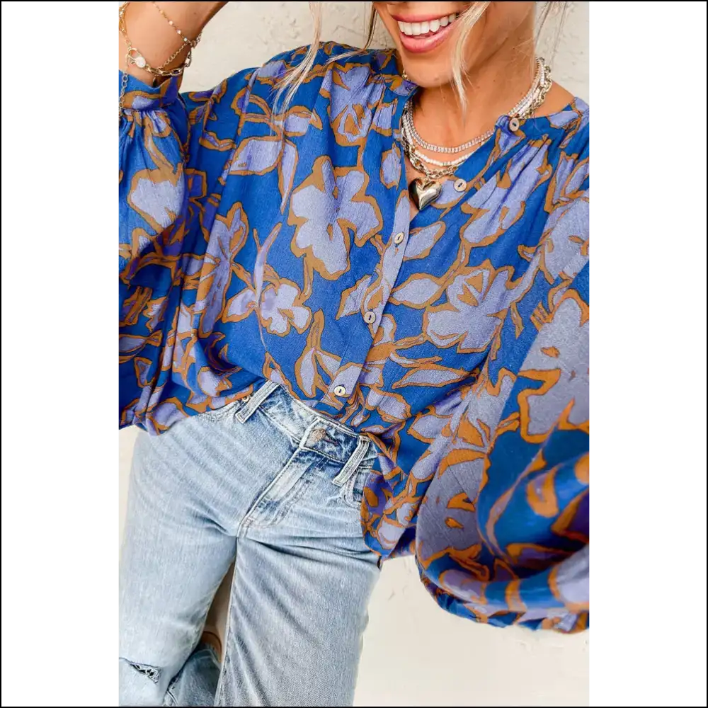 Chic Blue Floral Batwing: Unleash your Inner Goddess 💙 Needful Things - Blouses on Sale Worldwide Shipping