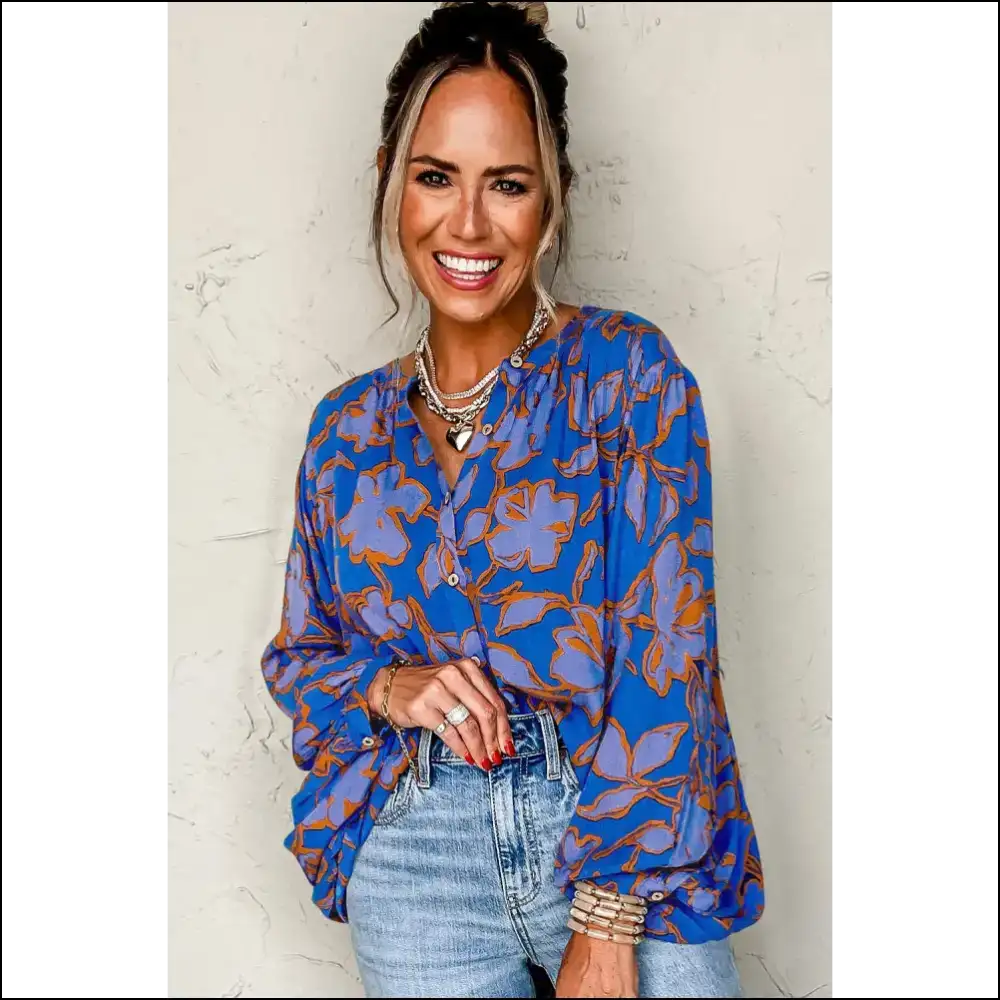 Chic Blue Floral Batwing: Unleash your Inner Goddess 💙 Needful Things - Blouses on Sale Worldwide Shipping