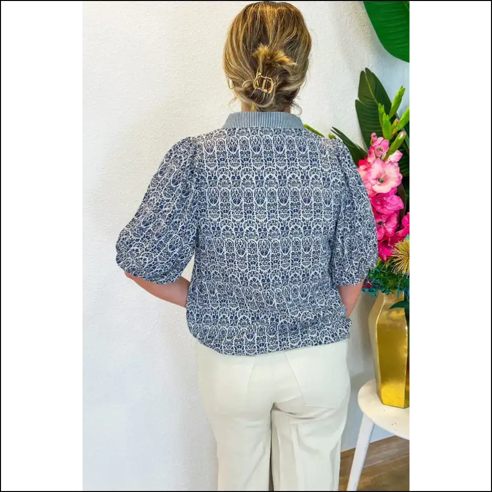 Chic Blue Floral Blouse Instant Wardrobe Win - Blouses on Sale Worldwide Shipping