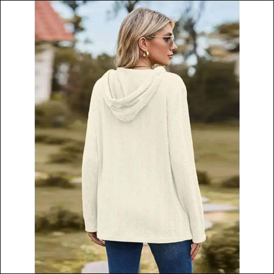 Chic Cable-knit Hooded Blouse - Blouses on Sale Worldwide Shipping