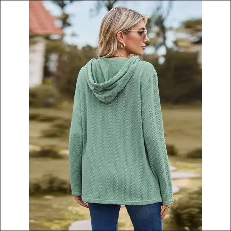 Chic Cable-knit Hooded Blouse - Blouses on Sale Worldwide Shipping