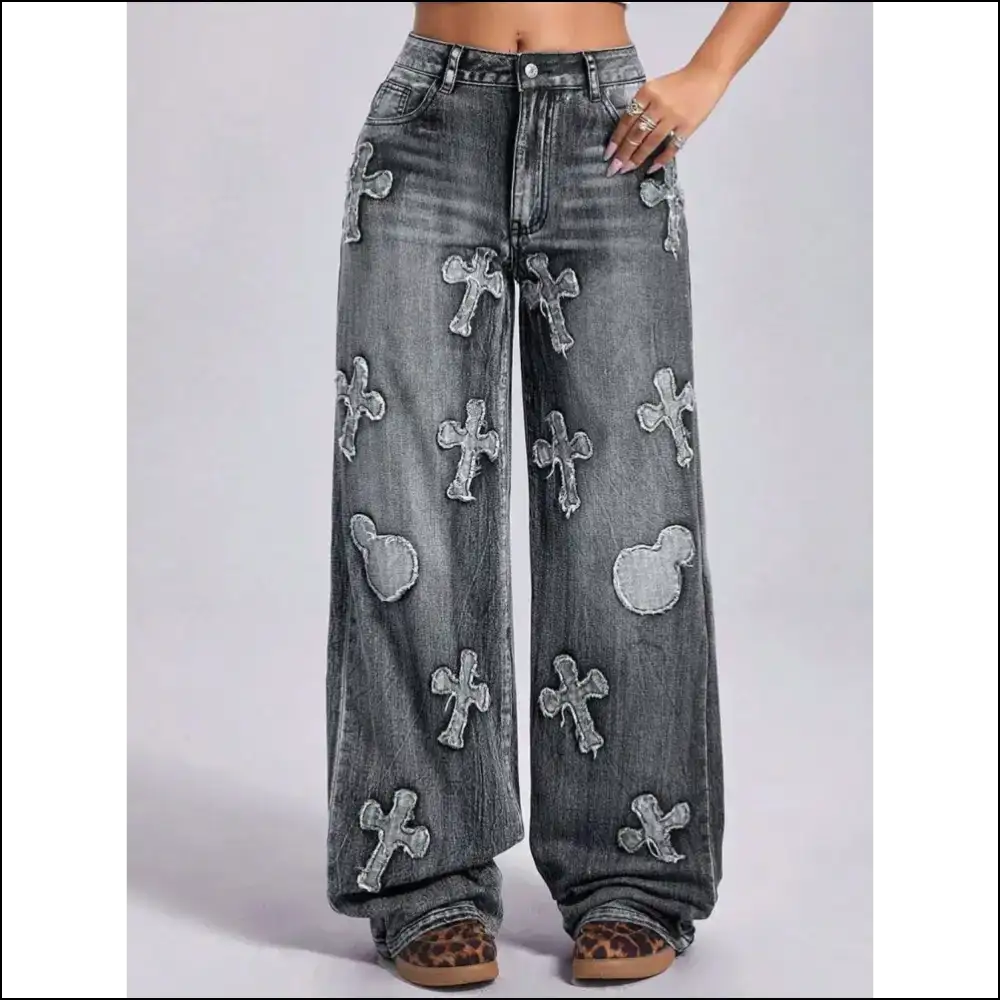 Chic Cross Wide Leg Jeans: where Comfort Meets your New Best Friend ππ - Jeans on Sale Worldwide Shipping