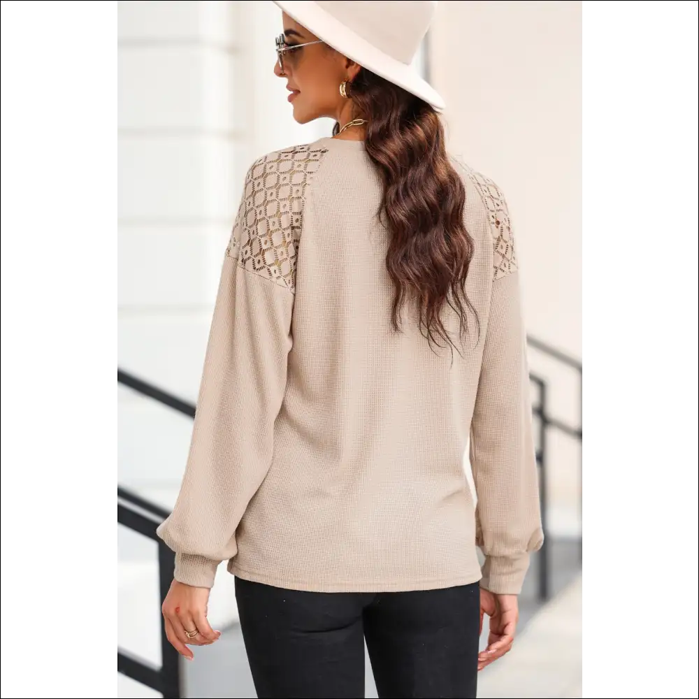 Chic Cutout Lantern Sleeve Top - Sweatshirts & Hoodies on Sale Worldwide Shipping