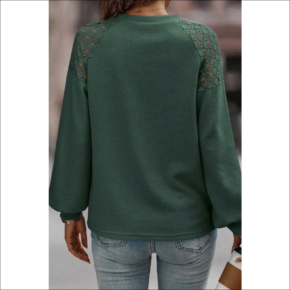 Chic Cutout Lantern Sleeve Top - Sweatshirts & Hoodies on Sale Worldwide Shipping