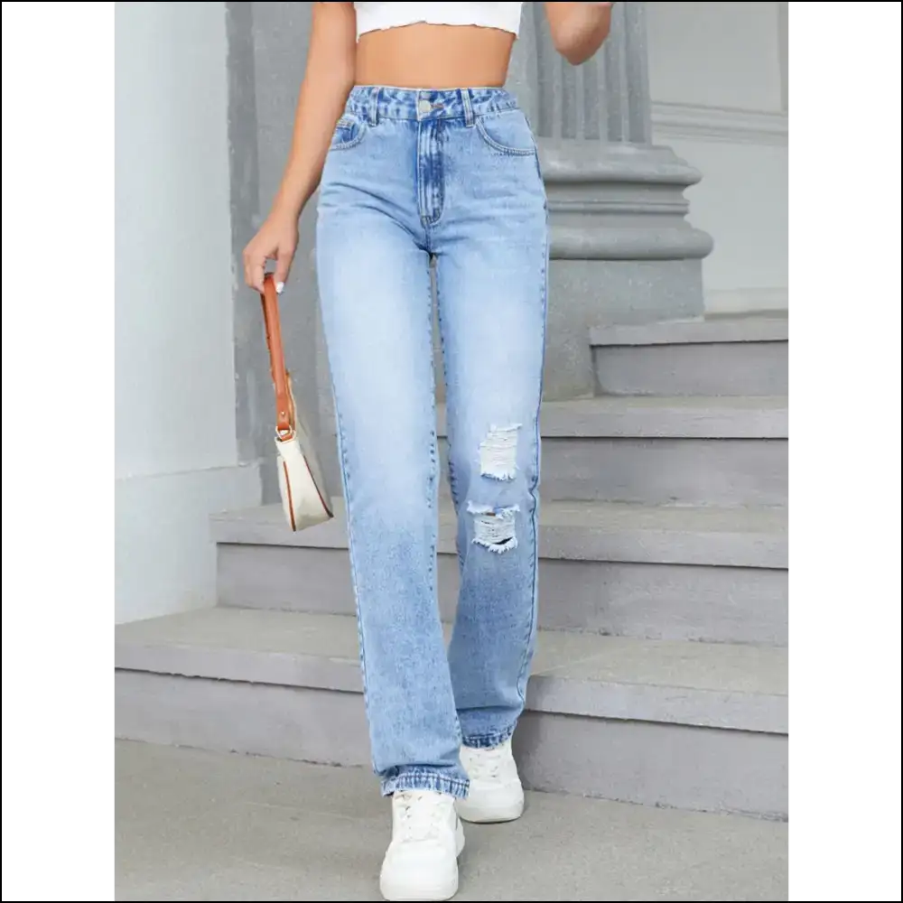 Chic Distressed Jeans: Embrace the Chaos and Rock your Fabulous Self! 😎✨ - Jeans on Sale Worldwide Shipping