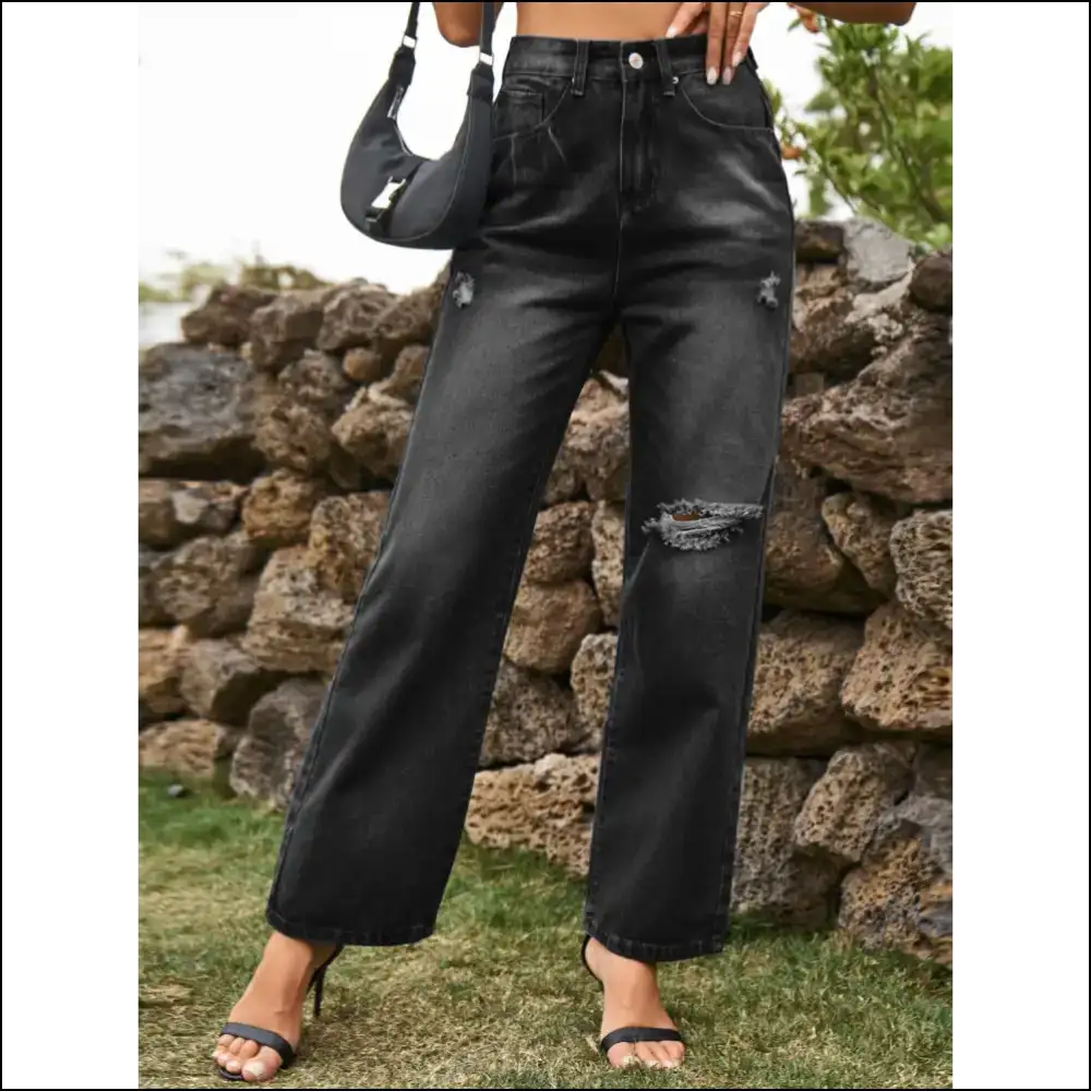 Chic Distressed Jeans: your New Best Friend for Fabulousness and Fun! πβ¨ - Black / m - Jeans on Sale Worldwide Shipping